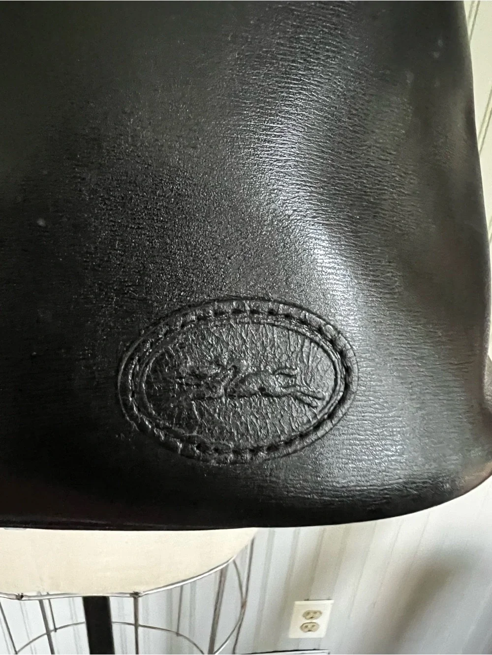 Longchamp Black Leather Expandable Shoulder Bag with Bamboo Toggle Roseau